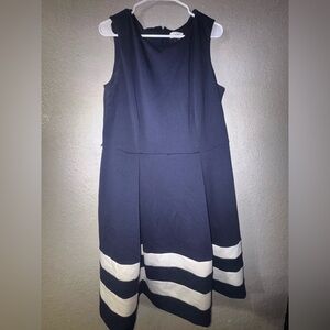 Calvin Klein Casual Midi Navy and White Dress- Size 14W
